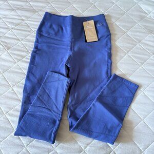 NWT Womens Size Small NUX Blue Compression Cropped Leggings Nylon Blend Yoga